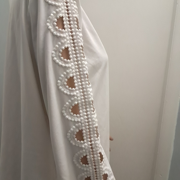 Talbots White Blouse with Lace Sleeves - Picture 6 of 8